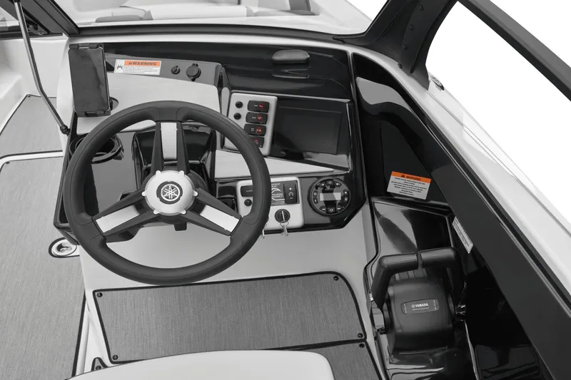 Slide: The Image of Yamaha AR220 2026 helm with steering wheel and controls. - 34