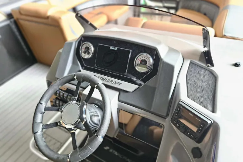 Slide: The Image of Steering console of 2026 Starcraft SLS 3 DL DH BAR boat with modern controls. - 10