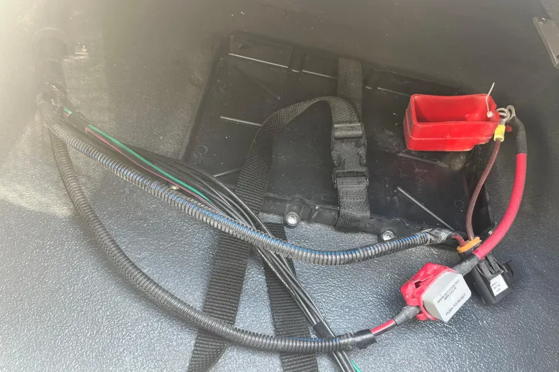 Slide: The Image of Electrical wiring and components inside a 2026 Starcraft SV 16 OB boat. - 30