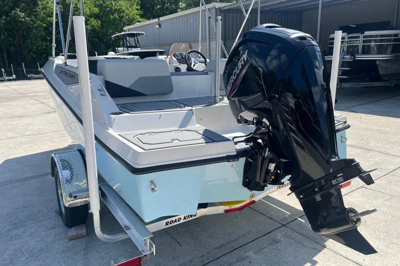 Slide: The Image of 2026 Starcraft SV 16 OB boat with Mercury outboard motor on trailer. - 6
