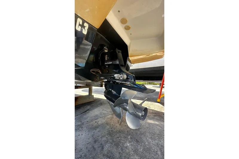 Slide: The Image of 2015 Chaparral 264 Sunesta boat propeller and stern drive detail. - 13