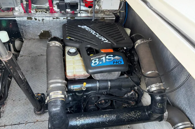 Slide: The Image of Engine compartment of a 2002 Regal Commodore 3860 with MerCruiser 8.1S HO engine. - 34