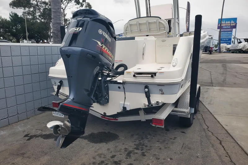 Slide: The Image of 2020 Robalo R222 Explorer boat with Yamaha 250 engine on trailer. - 3