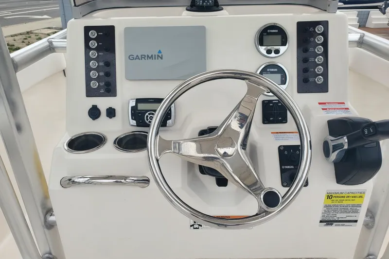 Slide: The Image of Control panel of 2020 Robalo R222 Explorer boat with Garmin navigation system. - 4