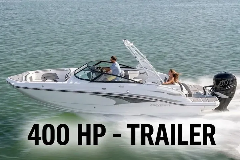 The Image of 2020 Monterey M-65 boat with 400 HP engine cruising on water. - 0