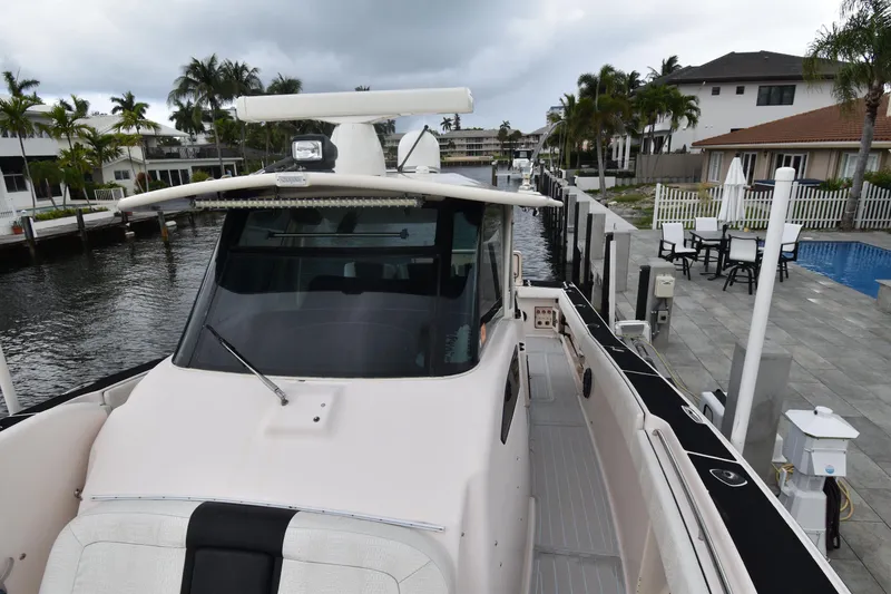 The Image of Grady-White Canyon 366 boat docked, 2010 model. - 2