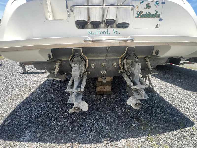 Slide: The Image of 1996 Silverton 310 Express boat stern with dual outboard motors, Stafford, Va. - 3