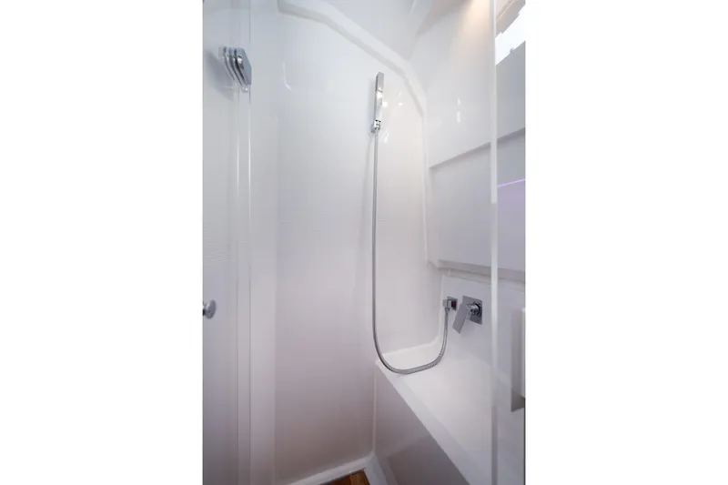 Slide: The Image of Modern shower area in 2026 Fjord 39 XP yacht, featuring sleek design and chrome fixtures. - 15