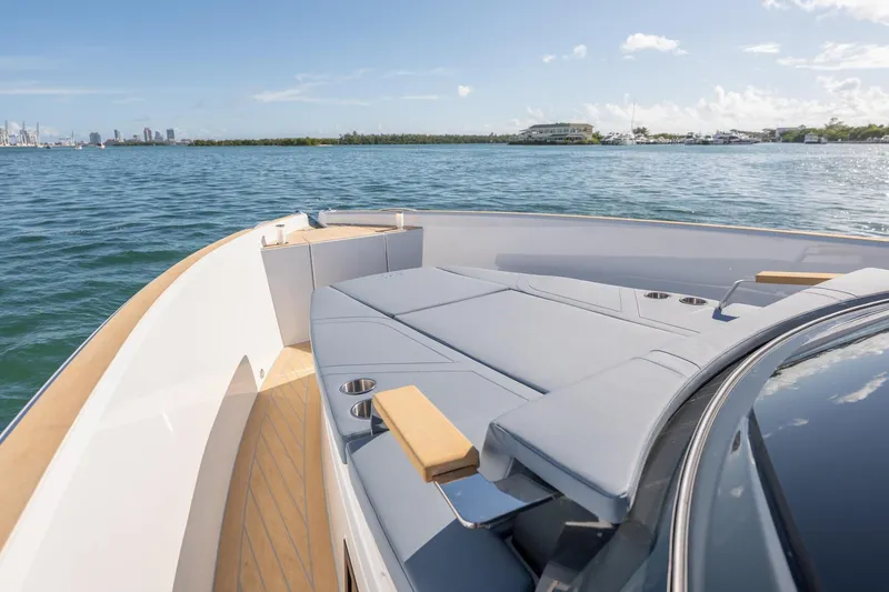 Slide: The Image of Luxurious 2026 Fjord 39 XP yacht with spacious deck, cruising on serene waters. - 16