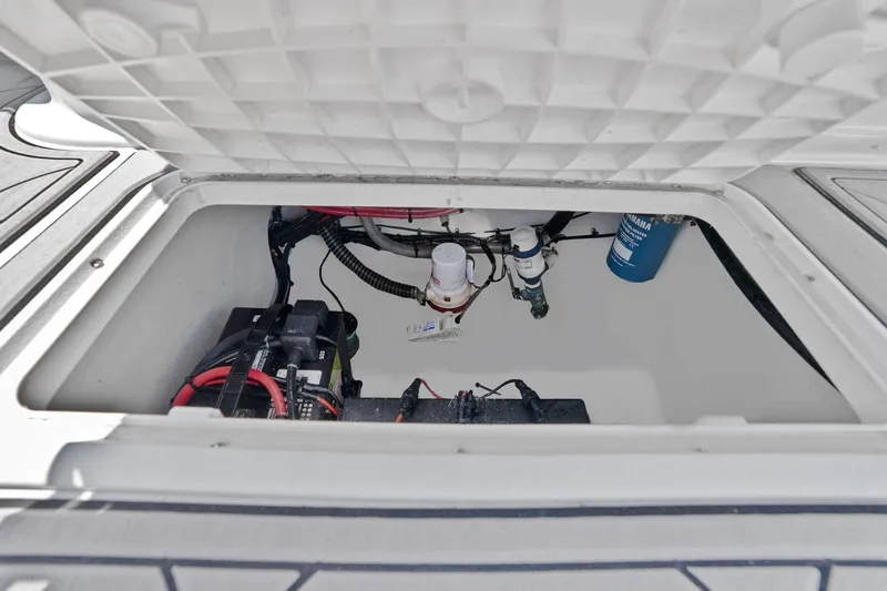 Slide: The Image of Interior view of Parker 2320 Sport Cabin 2024 engine compartment. - 38