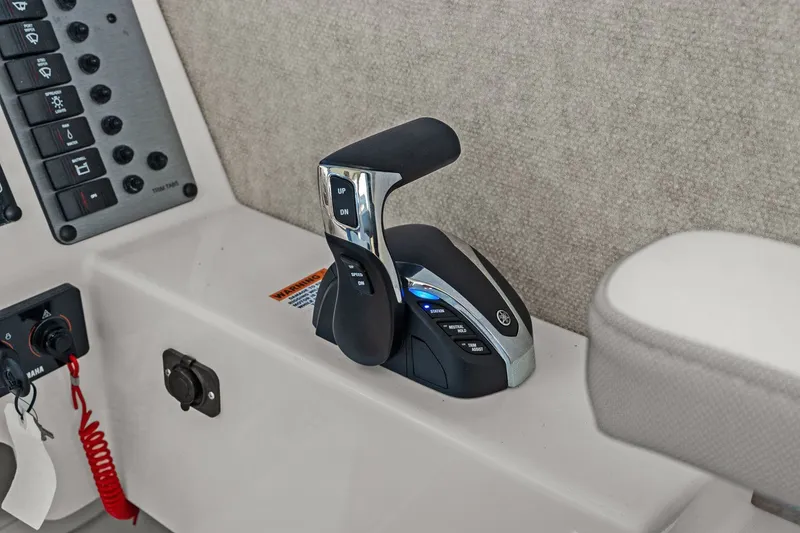 Slide: The Image of Control console of Parker 2320 Sport Cabin 2024 with Yamaha throttle. - 49