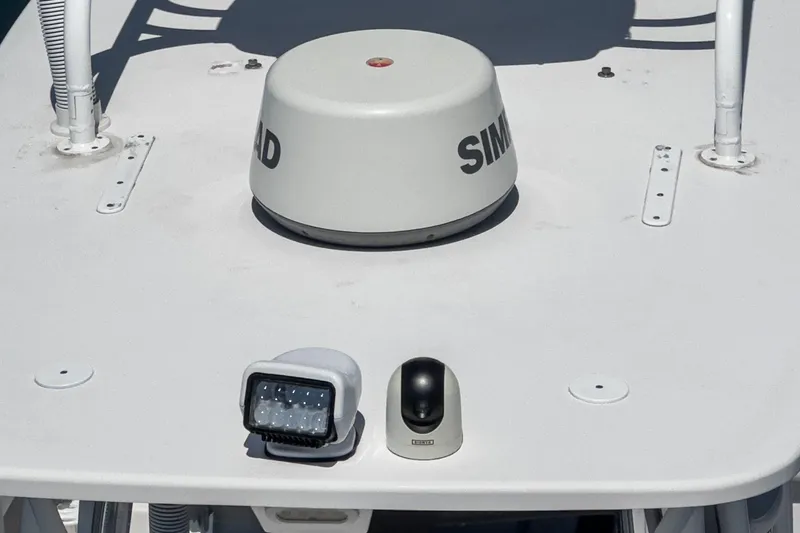 Slide: The Image of Radar and camera equipment on a 2019 Fountain 38 CC boat. - 14