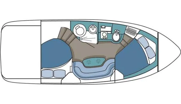 Slide: The Image of 2007 Cruisers Yachts 280 CXi Express interior layout with sleeping and dining areas. - 5