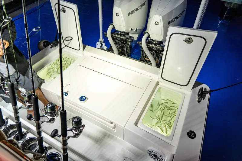 Slide: The Image of 2026 Valhalla Boatworks V-28 Bay with fishing gear and live bait wells. - 9