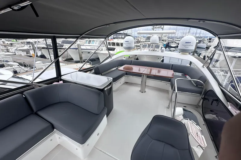 Slide: The Image of Luxurious 2018 Princess F43 yacht interior with spacious seating and elegant design. - 19