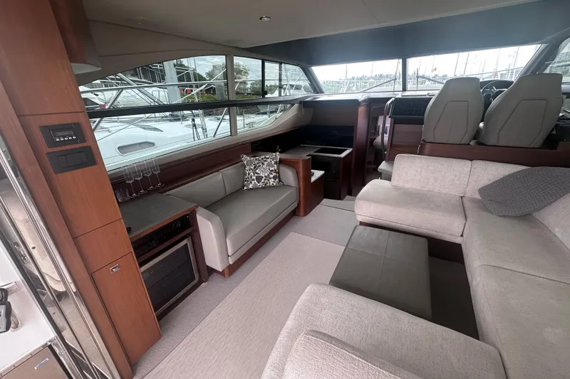 Slide: The Image of Luxurious interior of 2018 Princess F43 yacht with modern seating and elegant design. - 39