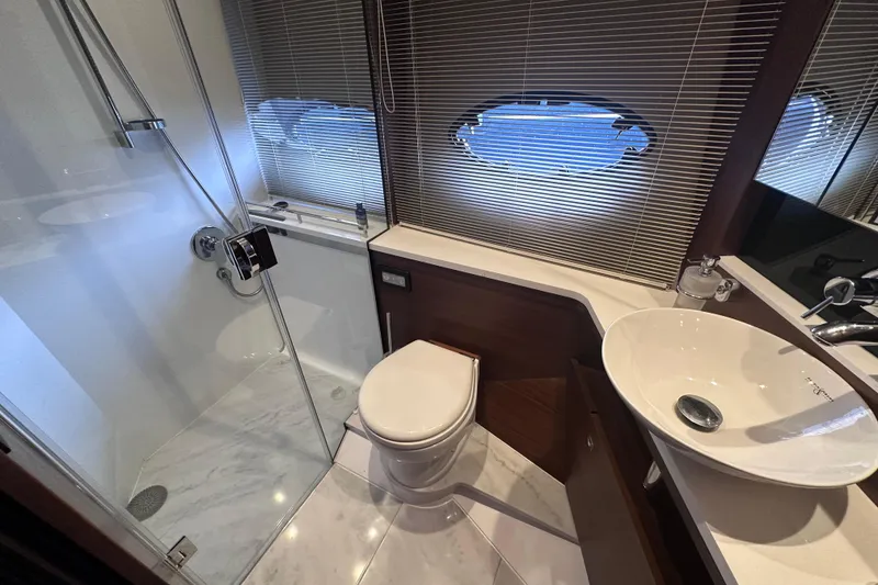 Slide: The Image of Luxurious bathroom in 2018 Princess F43 yacht with modern fixtures and shower. - 8