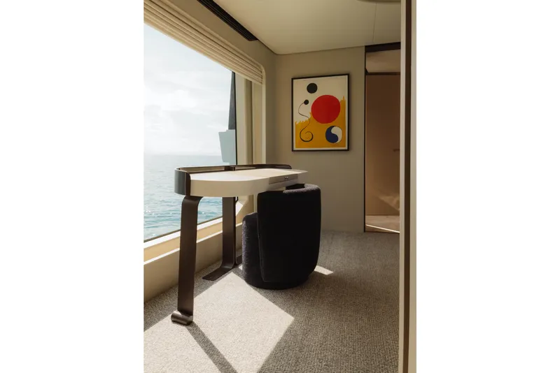 Slide: The Image of Luxurious interior of 2023 Azimut Grande 32M yacht with modern art and ocean view. - 14