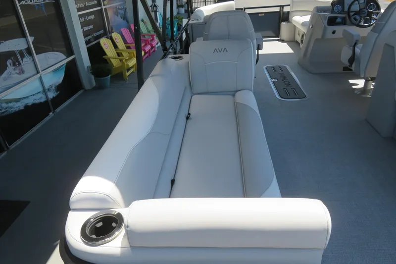 Slide: The Image of Luxurious interior of 2026 Avalon Venture 85 Quad Lounge pontoon boat. - 20