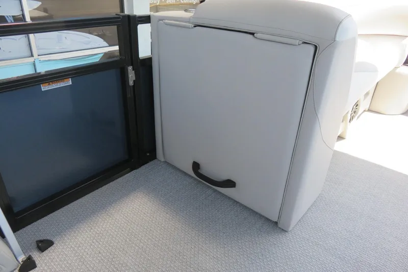 Slide: The Image of Interior view of 2026 Avalon Venture 85 Quad Lounge boat, featuring sleek seating and modern design. - 35
