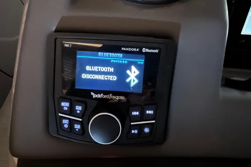 Slide: The Image of 2024 Bennington 25 QSBWA boat stereo system with Bluetooth disconnected display. - 45