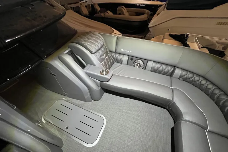 Slide: The Image of Luxurious interior of 2024 Bennington 25 QSBWA boat with plush seating and modern design. - 53