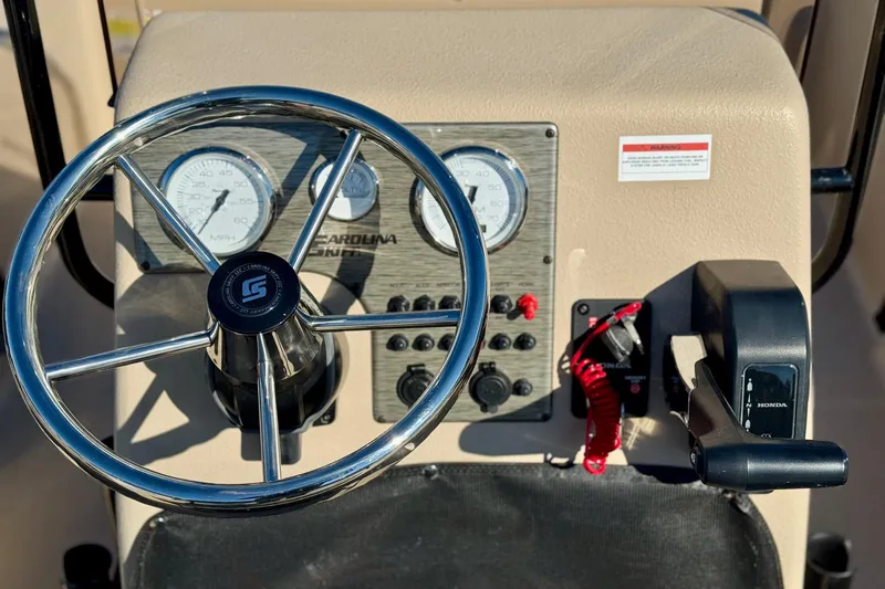 Slide: The Image of Steering console of 2025 Carolina Skiff E20 JVX CC SPORTSMAN EDITION boat. - 5