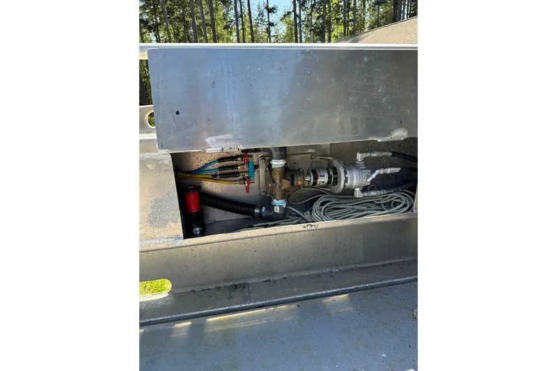 Slide: The Image of Interior view of a 2021 Custom Aluminum Crabber boat's mechanical compartment. - 12