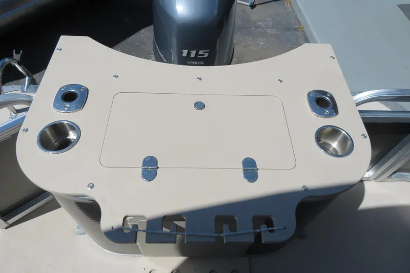 Slide: The Image of 2015 Avalon GS 2185 RF boat deck with Yamaha 115 engine. - 22