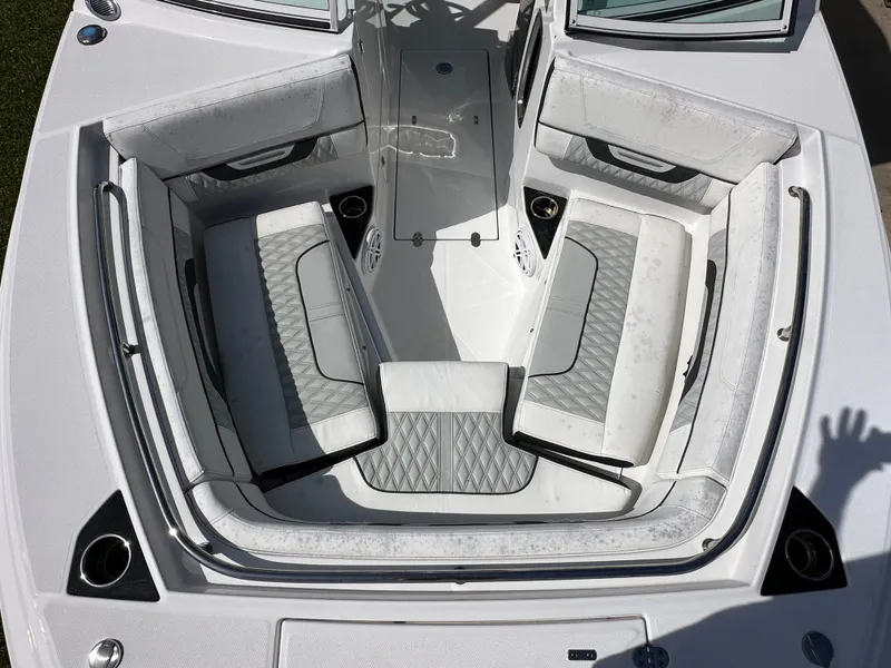 Slide: The Image of Interior of 2024 Blackfin 252 DC boat with luxurious seating. - 22