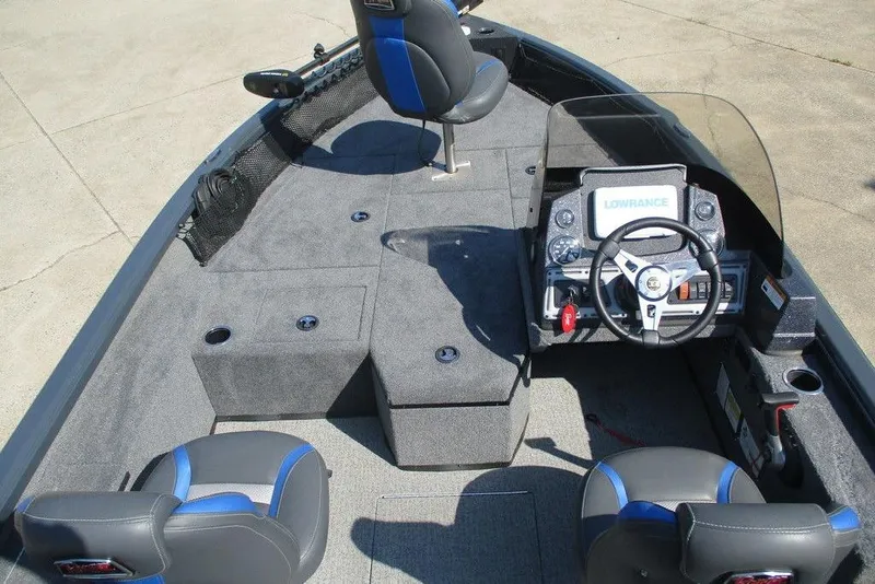 Slide: The Image of 2023 Ranger VS1782SC Angler boat interior with steering console and seating. - 7