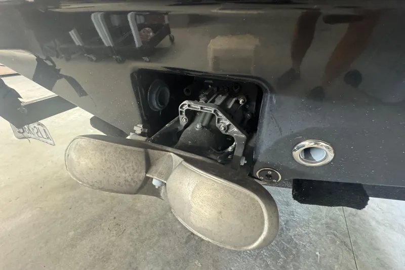 Slide: The Image of 2017 Chaparral Vortex 203 VRX jet drive system close-up in a garage setting. - 14