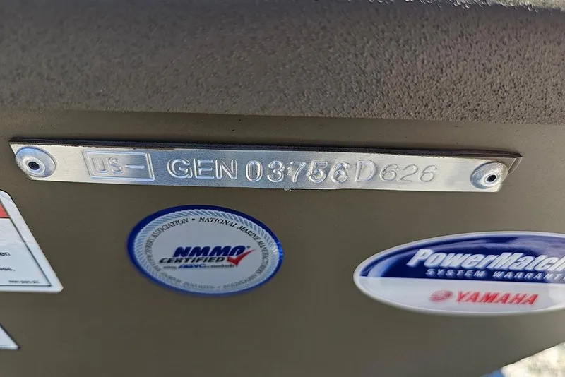 Slide: The Image of Hull identification number on G3 Gator Tough 18 CC, 2026 model, with certification stickers. - 37