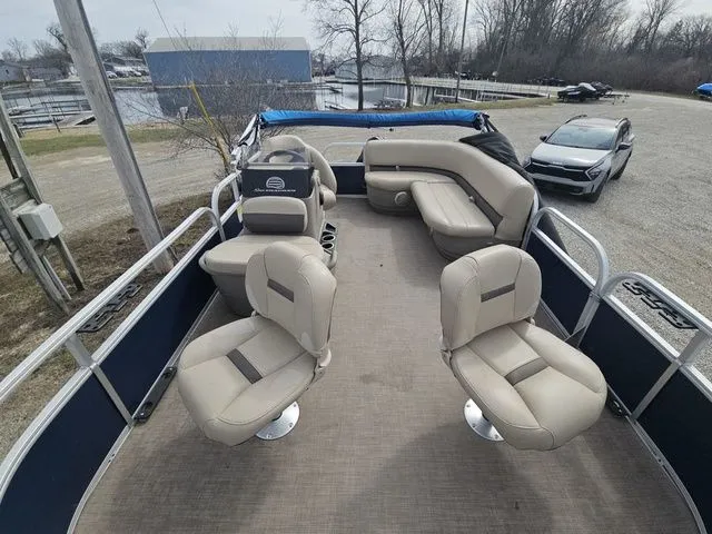 Slide: The Image of Interior view of a 2020 Sun Tracker Bass Buggy® 16 XL pontoon boat. - 12