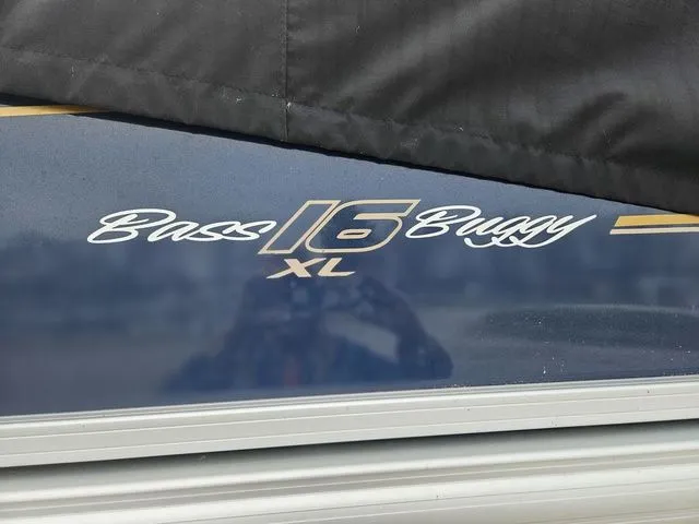Slide: The Image of Sun Tracker Bass Buggy 16 XL 2020 lettering on boat. - 14
