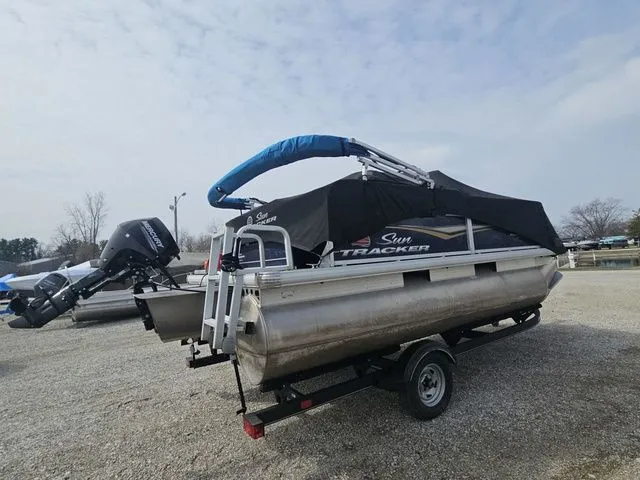 Slide: The Image of 2020 Sun Tracker Bass Buggy® 16 XL pontoon boat on trailer. - 3