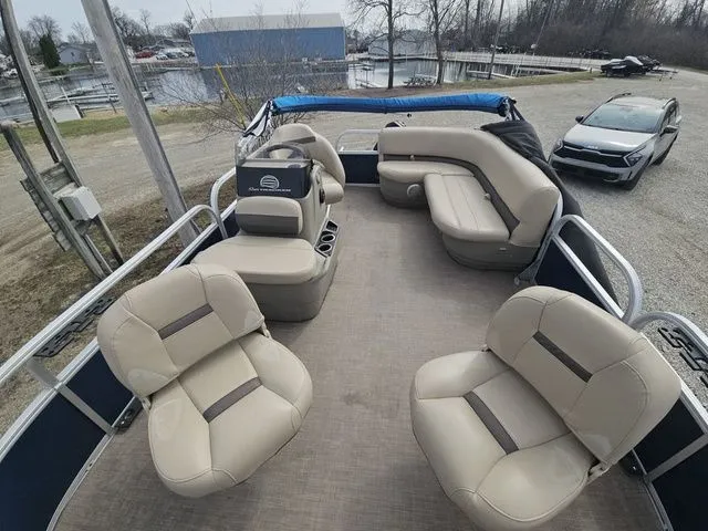 Slide: The Image of Interior view of a 2020 Sun Tracker Bass Buggy® 16 XL pontoon boat. - 5