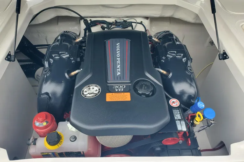Slide: The Image of Engine compartment of 2026 Chaparral 23 SSi featuring a Volvo Penta 300 V8 engine. - 14