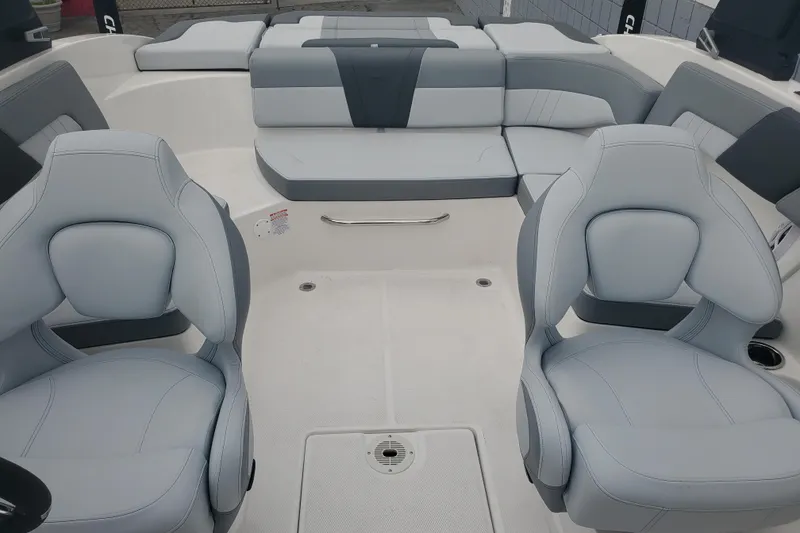 Slide: The Image of Interior of 2026 Chaparral 23 SSi boat with modern seating design. - 5