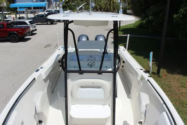 Slide: The Image of 2015 Sailfish 240 CC boat interior view, parked in a lot. - 40