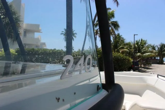 Slide: The Image of 2015 Sailfish 240 CC boat, close-up of cockpit area. - 46