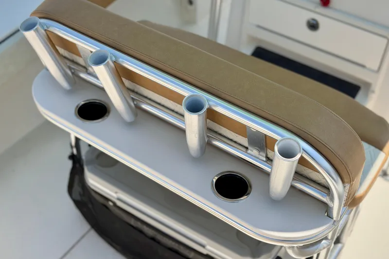 Slide: The Image of Boat seating with rod holders on a 2026 Sea Chaser 22 HFC. - 11