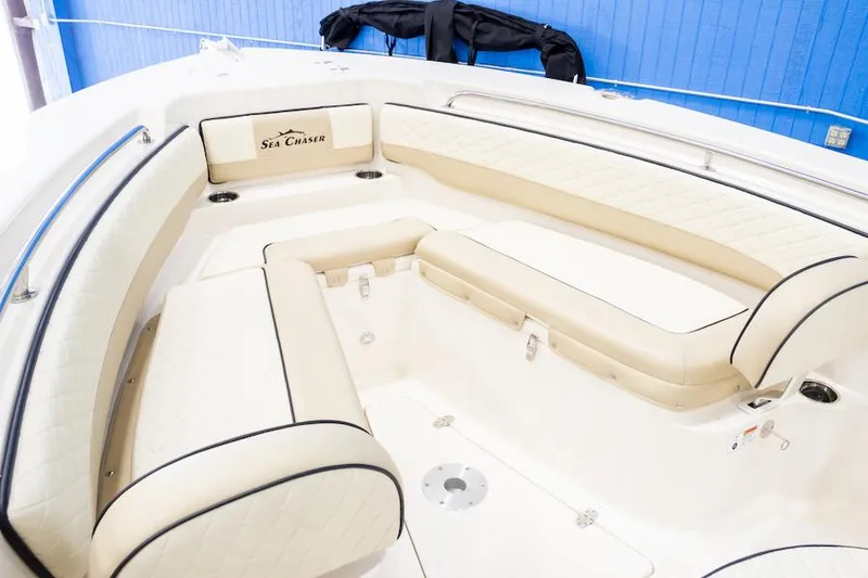 Slide: The Image of Manufacturer Provided Image: Interior view of 2026 Sea Chaser 22 HFC with beige upholstery. - 69