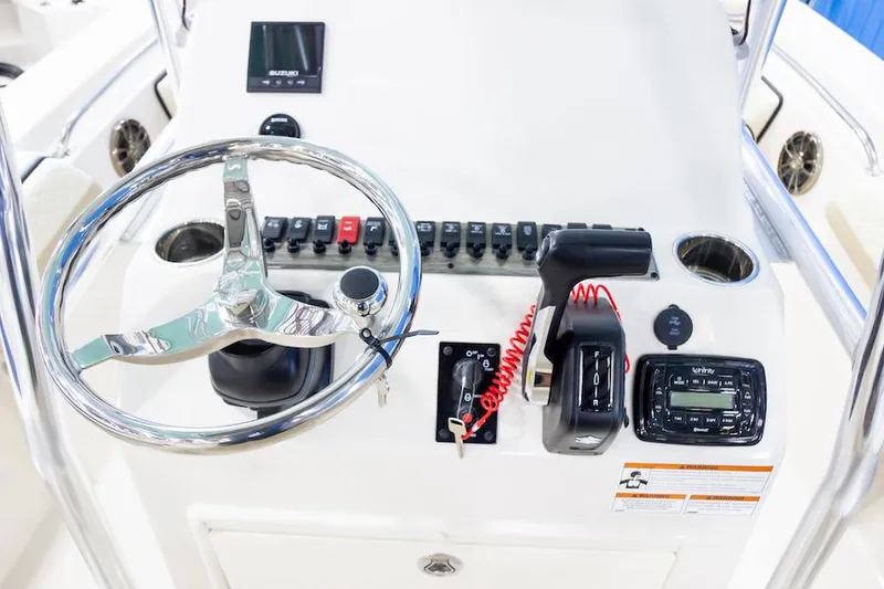 Slide: The Image of Manufacturer Provided Image: Sea Chaser 22 HFC 2026 helm with controls and steering wheel. - 71