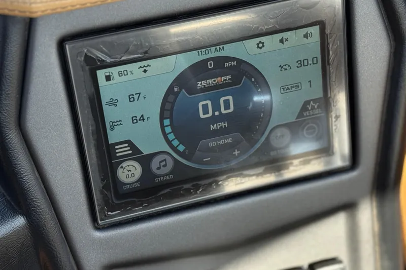 Slide: The Image of Dashboard display of a 2020 ATX 22 TYPE S boat showing speed and temperature. - 29
