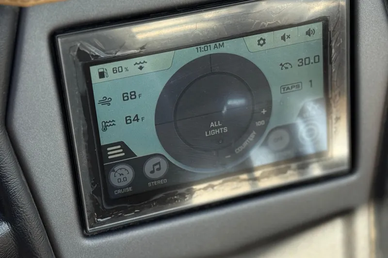 Slide: The Image of Touchscreen display in a 2020 ATX 22 TYPE S boat showing temperature and control settings. - 31