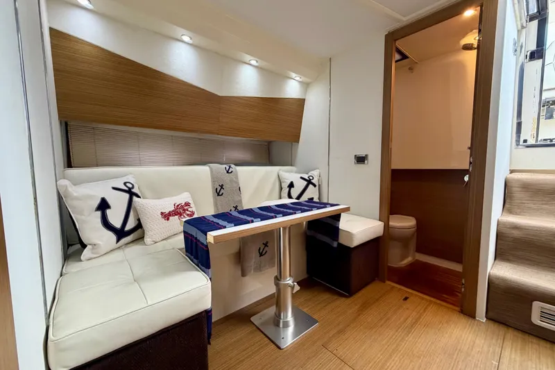 Slide: The Image of Luxurious interior of 2014 Azimut Verve 40 yacht with nautical-themed decor. - 58