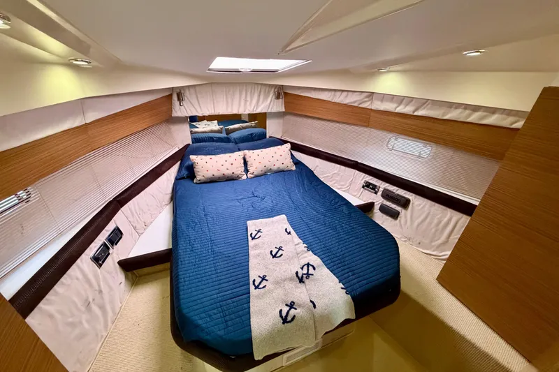 Slide: The Image of Luxurious cabin interior of 2014 Azimut Verve 40 yacht with cozy bedding. - 60