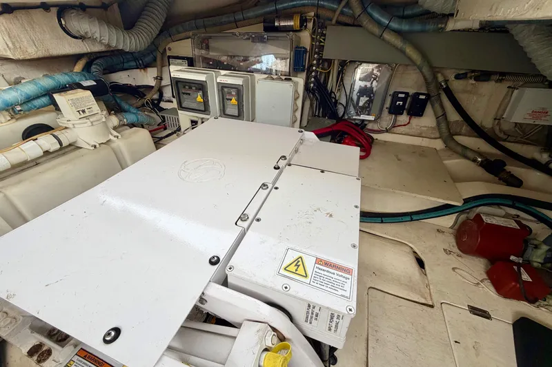 Slide: The Image of Engine room of 2014 Azimut Verve 40 yacht, showcasing electrical systems and components. - 69