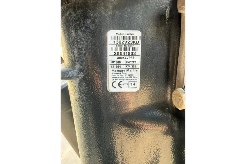 Slide: The Image of Label on Mercury Marine engine, model 300XLVPFS, 300 HP, 2015 Nitro ZV21. - 16
